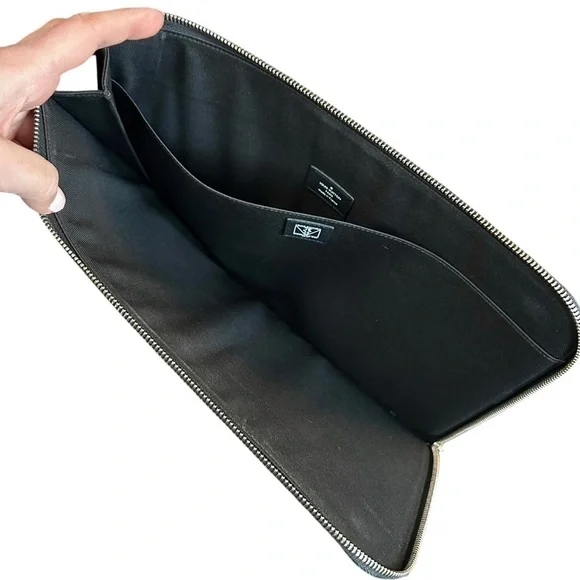 Authentic Louis Vuitton Damier Cobalt Red Blue & White Leather Cup Large Clutch - Picture 5 of 12